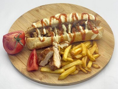 Hot dog with chicken